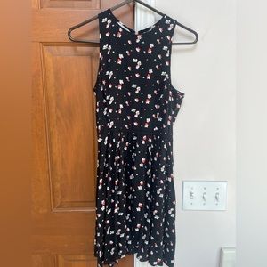 Delia juniors black with flowers  cotton rayon fit & flare dress w/ back zipper